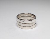 3 Hammered Silver Bands for Men or Women
