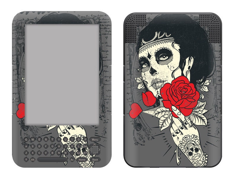 Amazon Kindle 3 / Keyboard Decal Skin - Dia De Los Muertos