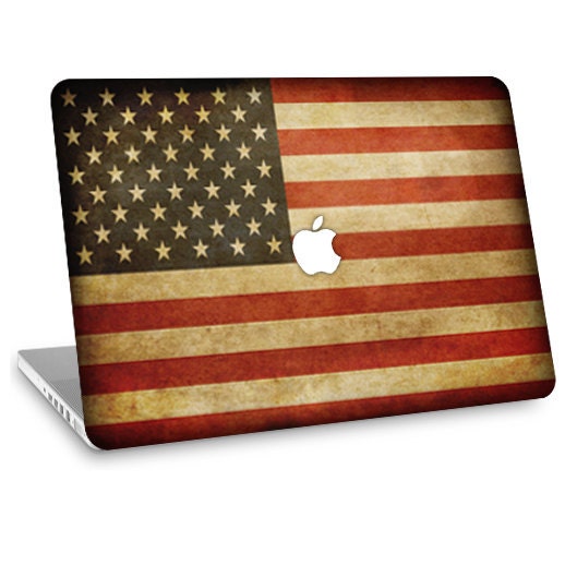 Apple Macbook Air 11" 13" Decal Skin w/ Apple Cutout - American Flag