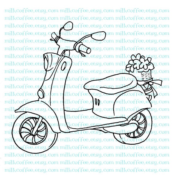 Digital Stamp Scooter with Flower Basket