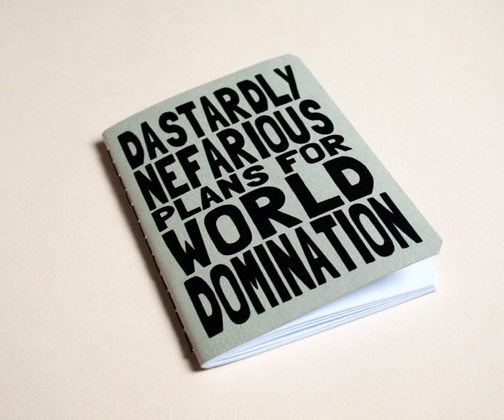 Handmade notebook "World domination" - purplecactusdesign