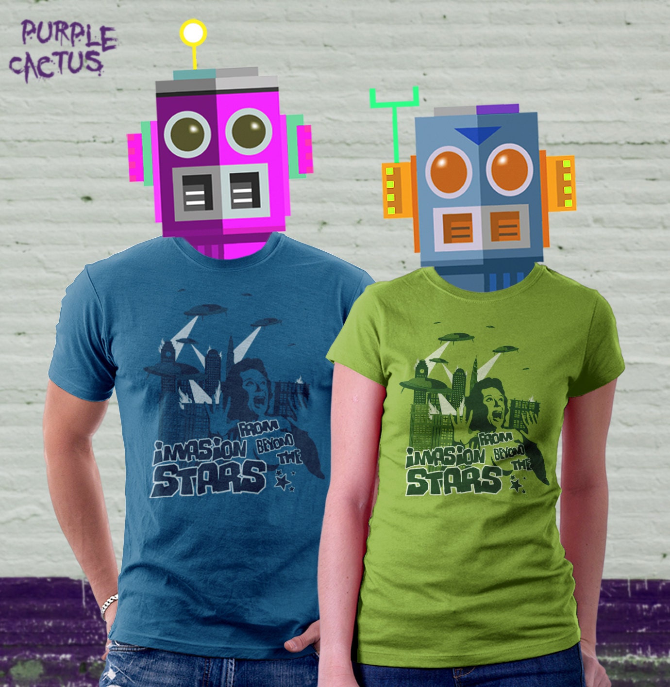 Men's retro T shirt "Invasion from beyond the stars"