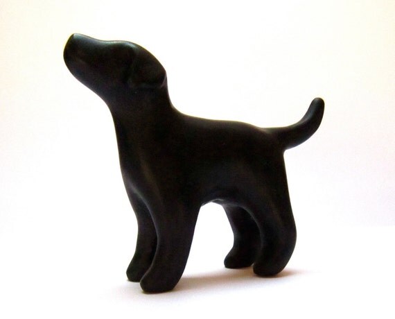 Dog retriever sculpture black decoration hand made OOAK waz-O