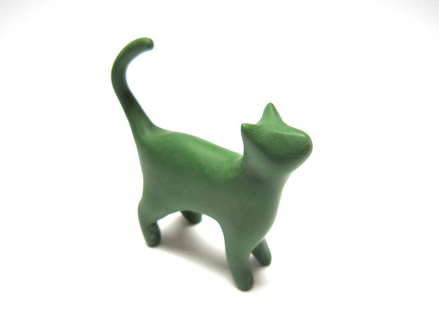 Mossy - cat sculpture moss green decoration hand made OOAK waz-O