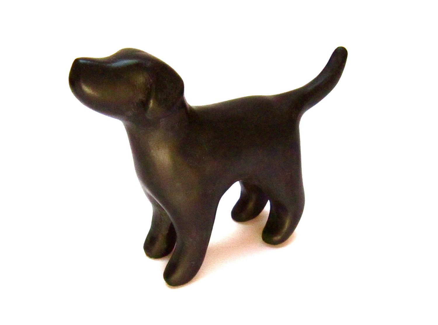 Dog retriever sculpture black decoration hand made OOAK waz-O