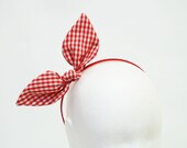 Red Gingham Bunny Bow Headband