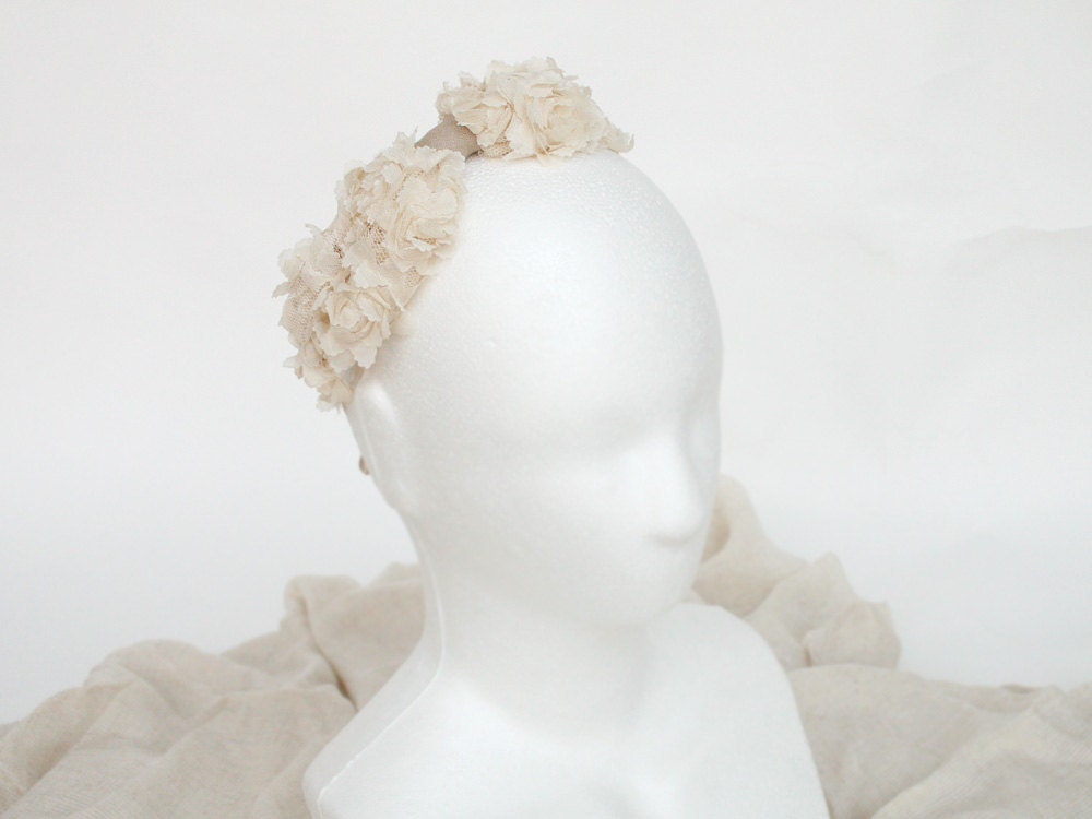 Romantic Bow Headband with Ivory Flower Lace