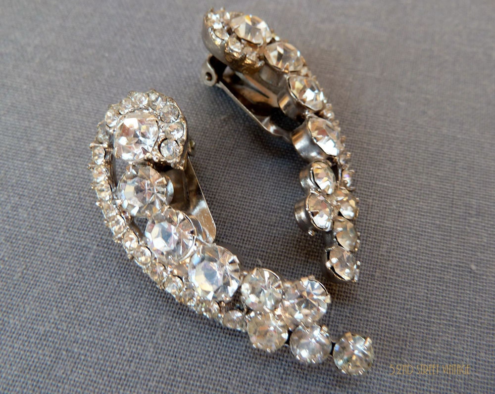 Back to School Sale Juliana Delizza and Elster Rhinestone Earrings Climber Bridal Jewelry