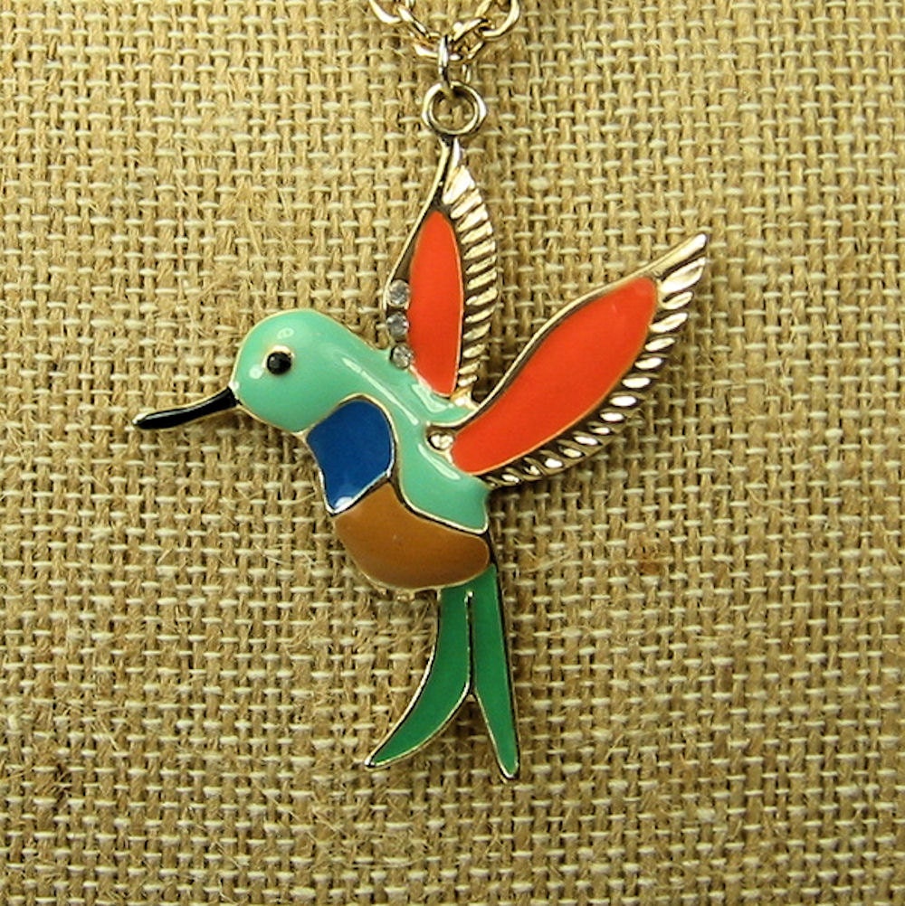 Vintage Hummingbird Pendant Necklace