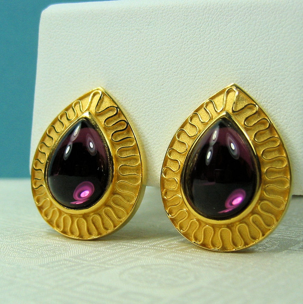 Vintage Purple Earrings signed Alfred Sung