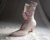 Pink Shabby Chic Victorian Ceramic Boot Vase
