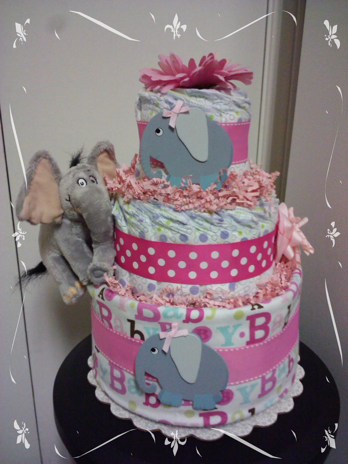 Pink Elephant Tier Diaper Cake So Cute And Ready