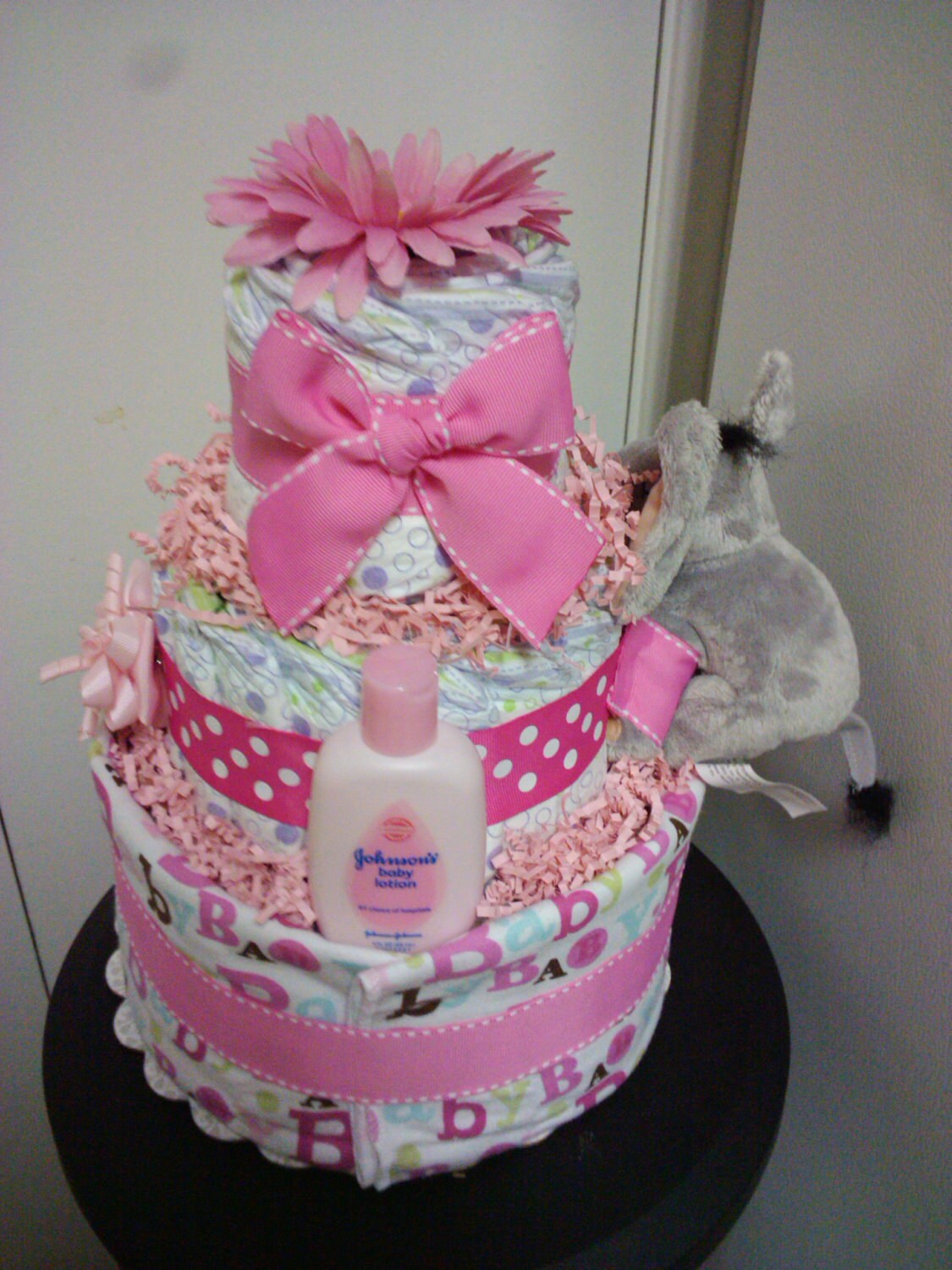 Pink Elephant Tier Diaper Cake So Cute And Ready