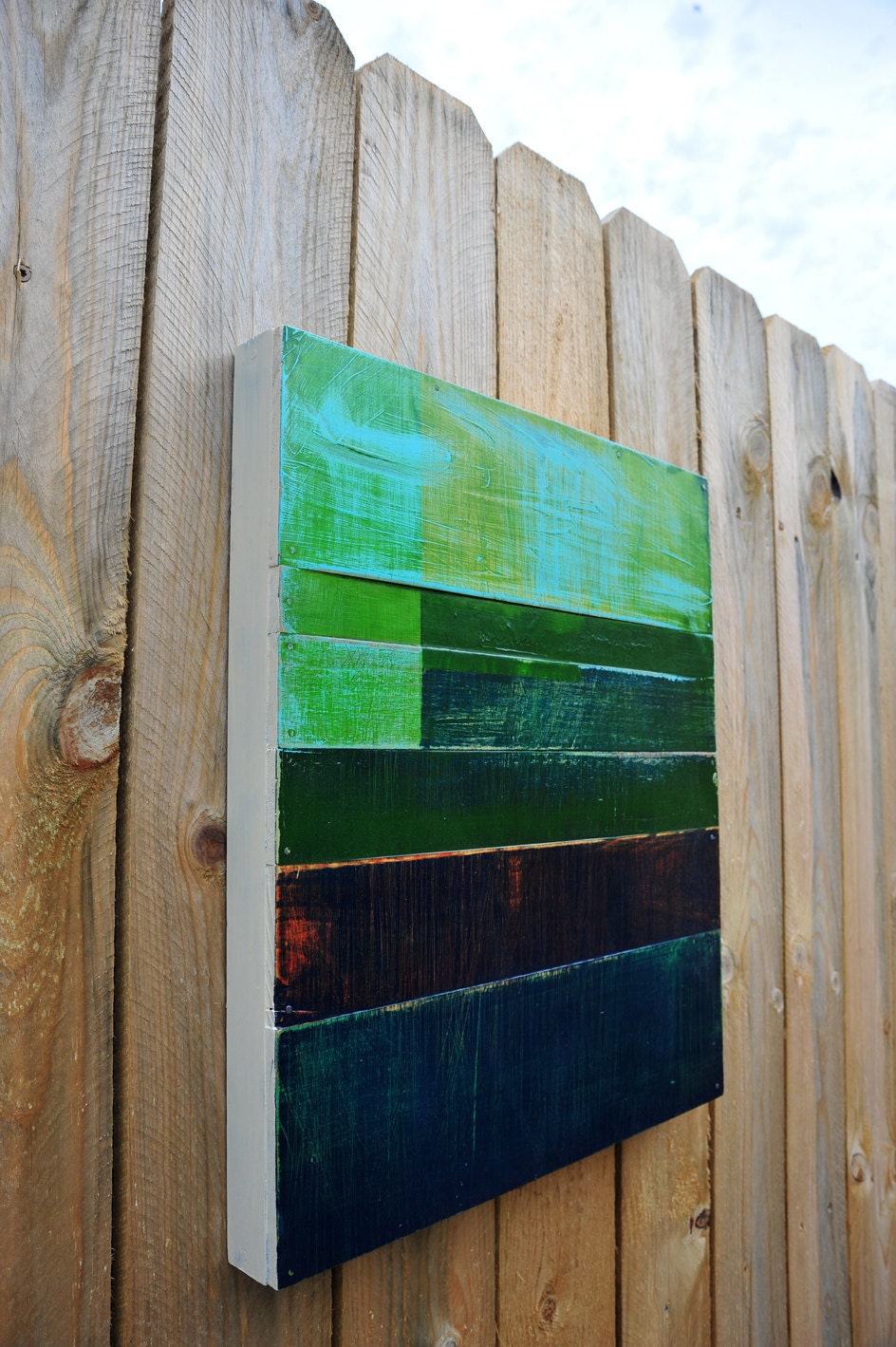 ORIGINAL Abstract Contemporary Painting Textured Portrait by RACEPONY 18"x21" - Blue Sky