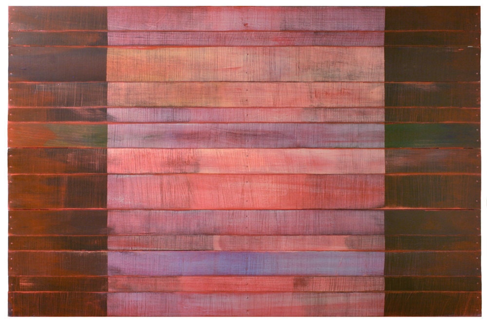 ORIGINAL Abstract Contemporary Painting Textured Landscape by RACEPONY 48"x31" -Early Morning at the Cabin