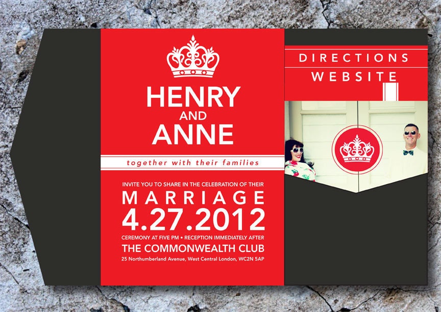 Custom Vintage Wedding Invitation: Keep Calm, Marry On