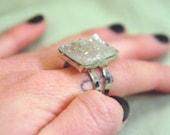 Clear Agate Druzy Ring