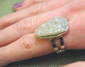 Small Clear Agate Druzy Ring