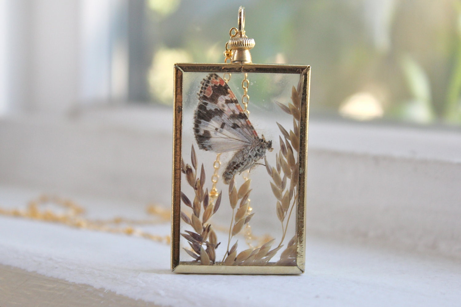 Vintage Pressed Butterfly Necklace