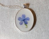 pressed flower necklace lavender phlox real pressed botanical Pendant Jewelry with Handmade Paper - resin jewelry spring summer garden