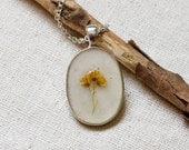 ON SALE -  no chain. resin jewelry pressed flower necklace botanical pendent boho fashion prairie wildflower handmade jewelry in silver