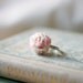 rosette fabric ring rolled rose fabric. fabric flower. rose garden tea party - adjustable silver base - shabby chic and charming
