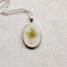 pressed flower necklace snowflake real resin queen annes lace botanical pendent christmas holiday winter fashion handmade jewelry silver