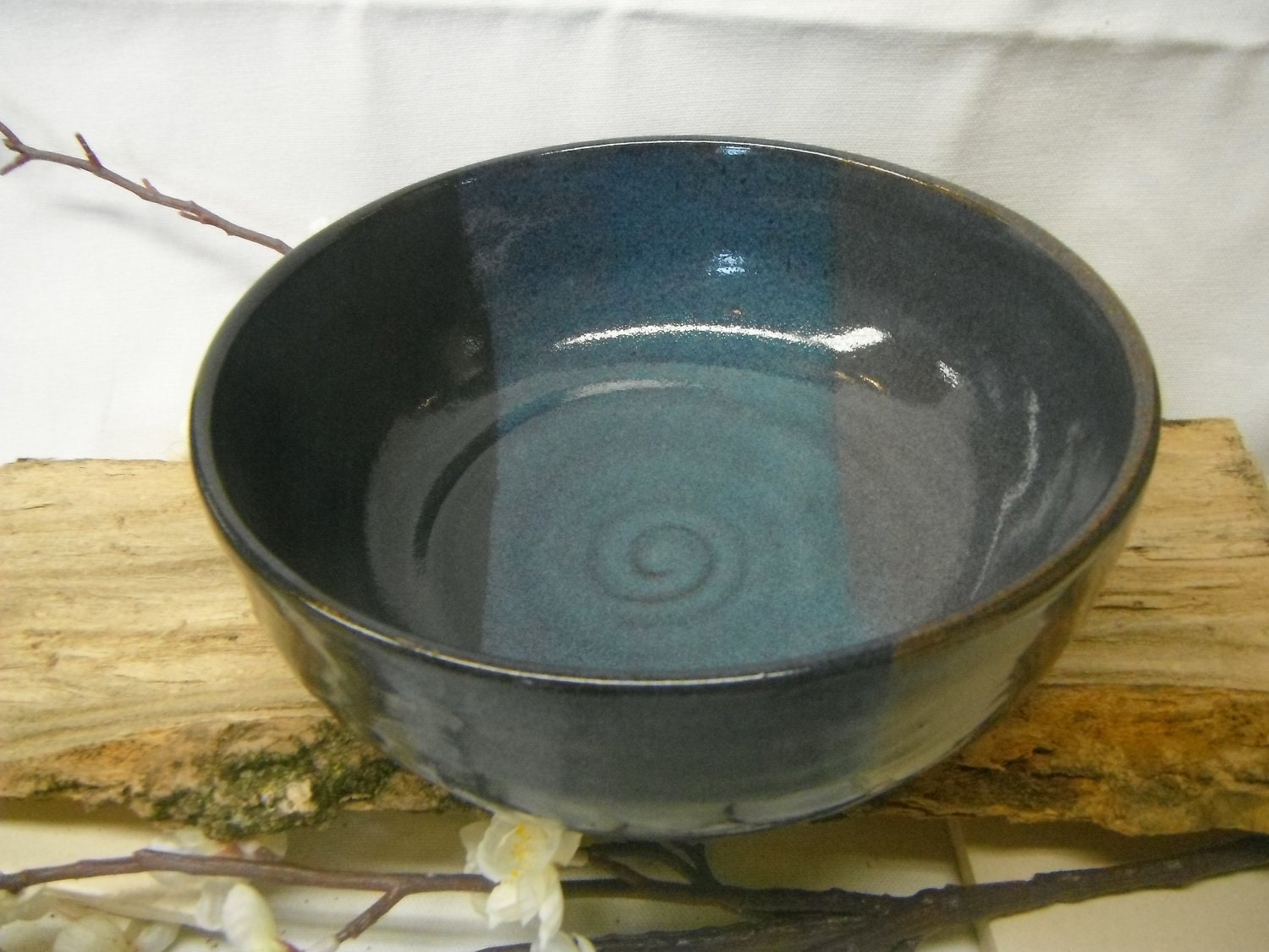 Large Mixing or Serving Bowl-Stormy Sky Blues