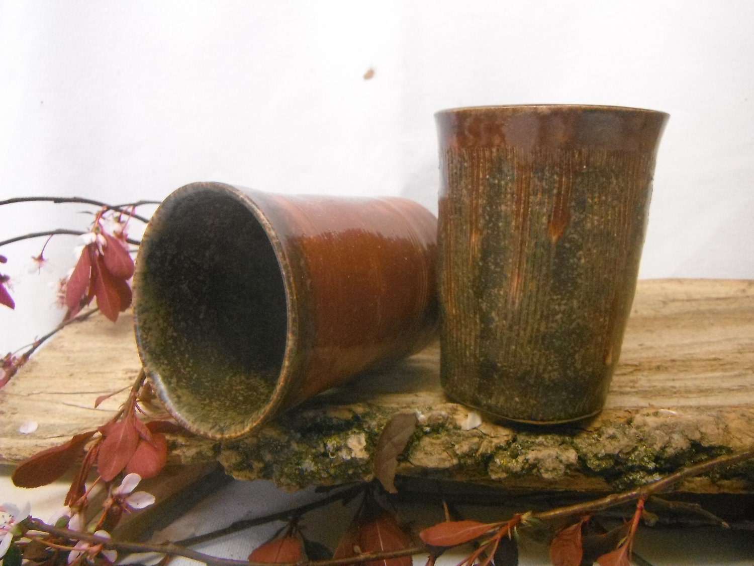Small Tumblers or Juice Cups - set of 2 Coffee and Sassafrass Color