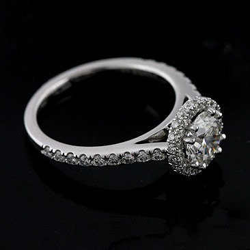 Halo Style Micro Pave Platinum Engagement Ring Mounting