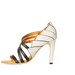 High heels handmade black and white fan leather sandals