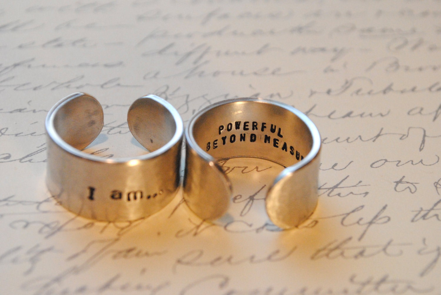I am...The Heroine in my life Story Custom Secret Affirmation Cuff Ring