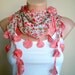 Flowered Salmon Cotton Scarf Lightweight Yemeni Lace Scarflette