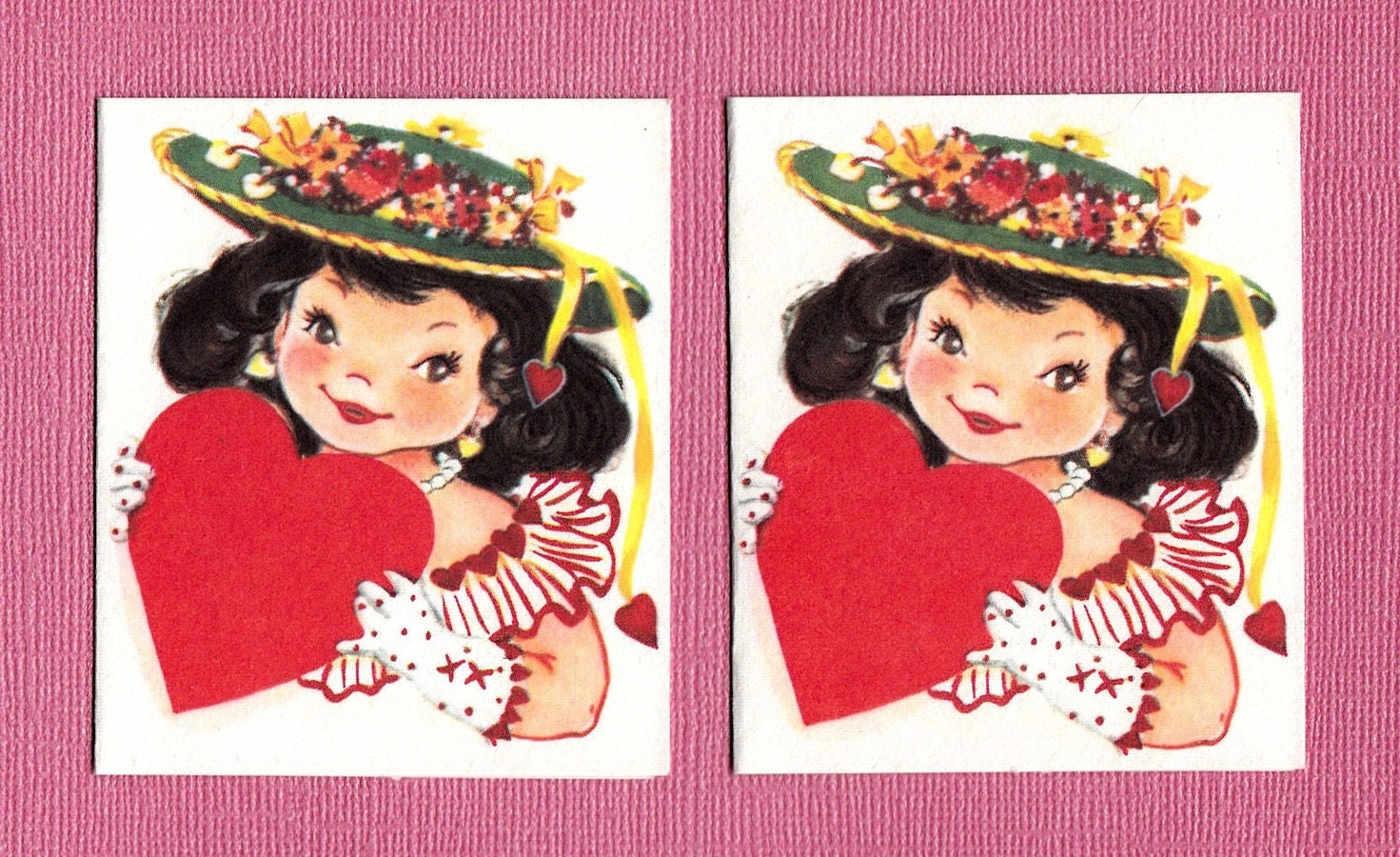 Vintage 1950's VALENTINE HEART GIRL Holiday Bridge Tallies Tally Scoring Cards (Unused)