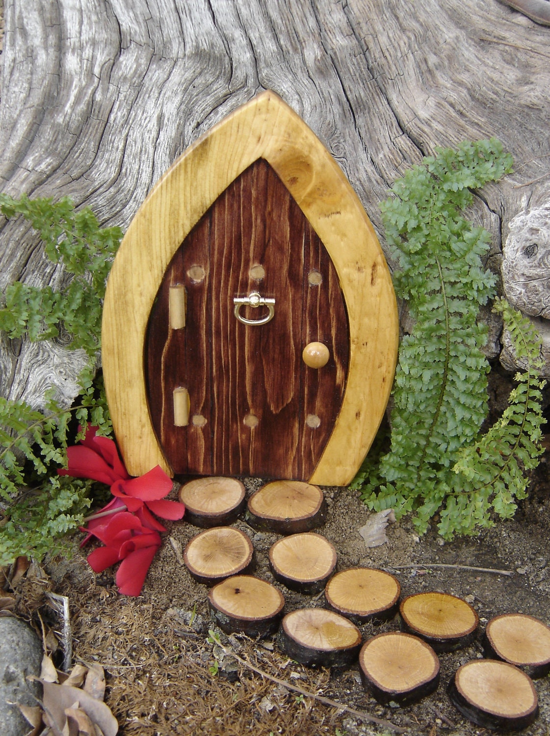 Fairy Door, Gnome Door, Hobbit Door, Elf Door, Troll Door, Miniature Garden Fae Door, 7" tall Enchanted style.
