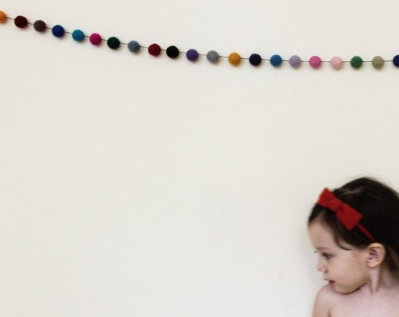 felt beaded GARLAND, bunting  - multicolored