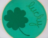 Embroidery Hoop Art Home Decor LUCKY 8 inch hoop