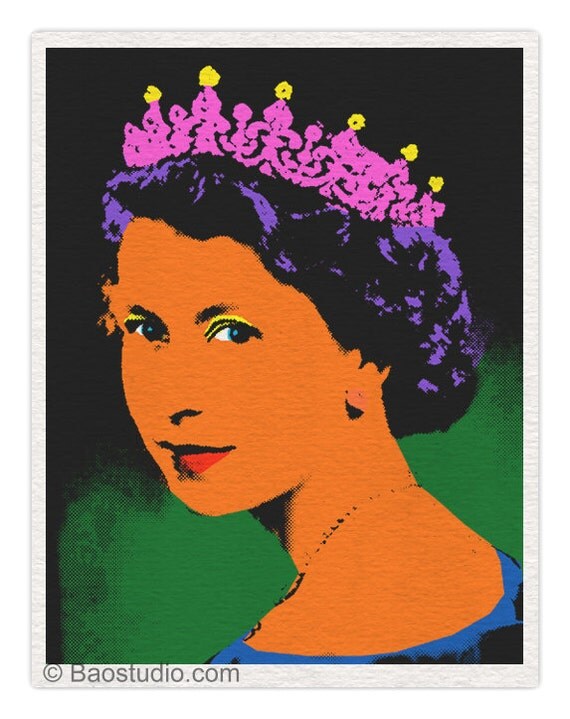 Queen Elizabeth of England (Green) - 8x10 Pop Art Print