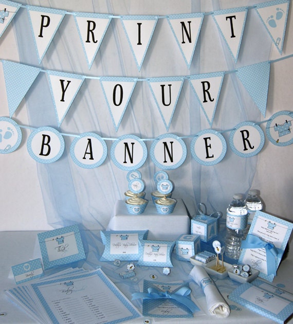 Baby Shower Printables - Baby Boy Blue - DIY Party Supplies and Decorations - Complete set - PDF digital format