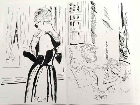 Comic Book Breakfast At Tiffany's Audrey Hepburn - Book/ zine illustrations.