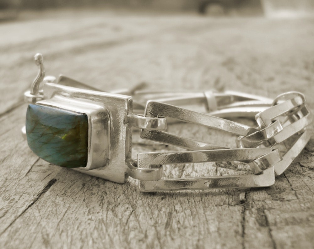 sterling silver bracelet with labradorite FREE SHIPPING