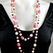 Vintage Venetian glass necklace 56" long flambe' pink and white