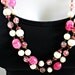 Vintage Venetian glass necklace 56" long flambe' pink and white