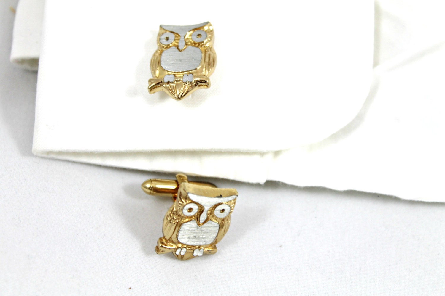 Vintage owl cuff links for dudes and steam punk hipster