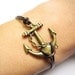 Bracelet---antique bronze anchor&brown leather chain