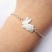 bracelet---silvery super lovely little rabbit pendant & antique silver chain