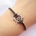 Bracelet---antique silver 3D little rudder&brown leather chain