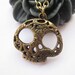 SKULL necklace---antique bronze flower skull pendant & alloy chain