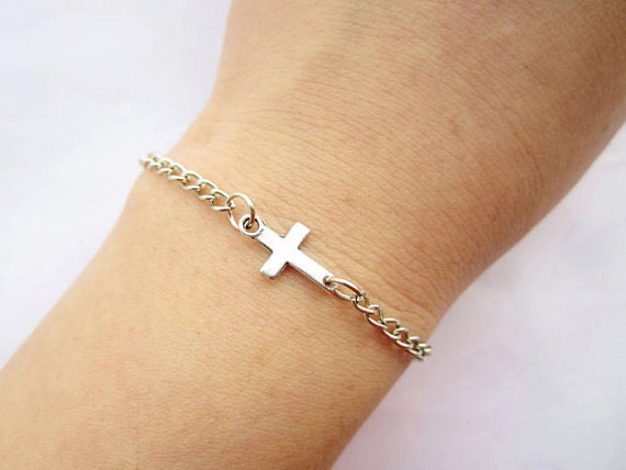 Bracelet---antique silver little cross&alloy chain