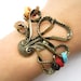 octopus bracelet---antique bronze octopus pendant octopus bracelet & colorful rope chain